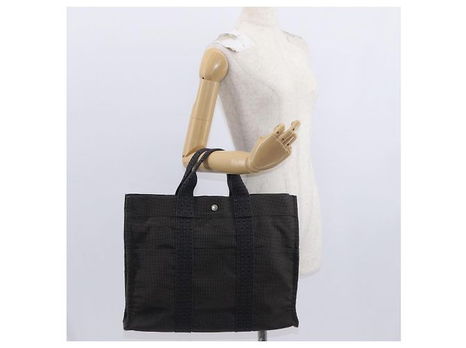 Hermès HERMES Her Line MM Hand Bag Canvas Gray Silver Auth mr1717 Brown Silvery - view 21