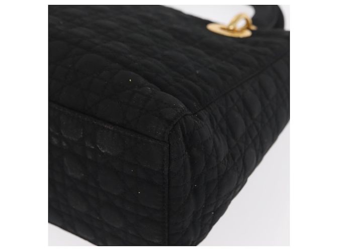 Christian Dior Borsa Lady Dior Canage in nylon nero e oro Auth ka1172 D'oro - vista 11