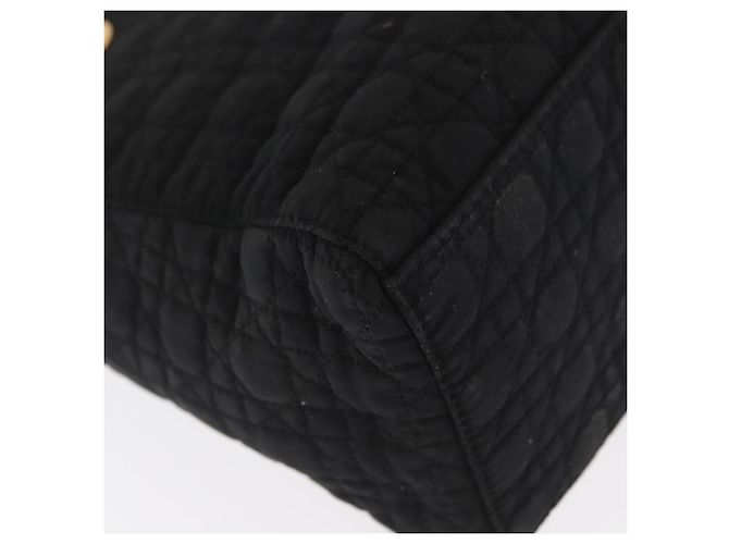 Christian Dior Borsa Lady Dior Canage in nylon nero e oro Auth ka1172 D'oro - vista 12