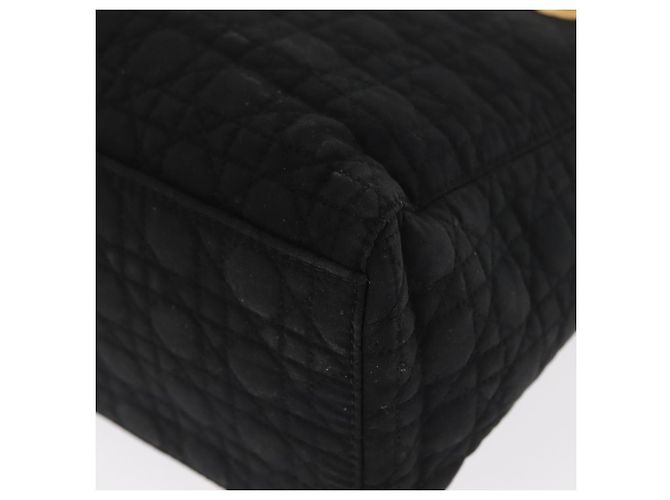 Christian Dior Borsa Lady Dior Canage in nylon nero e oro Auth ka1172 D'oro - vista 13