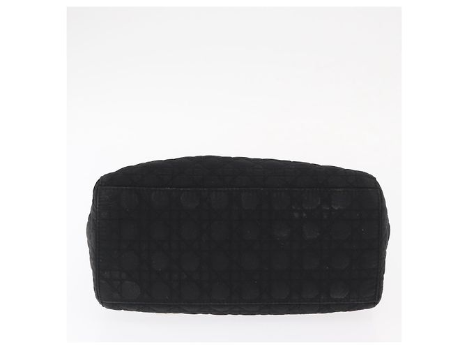 Christian Dior Borsa Lady Dior Canage in nylon nero e oro Auth ka1172 D'oro - vista 9