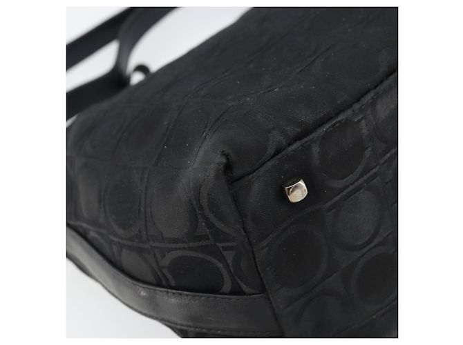 Borsa a Spalla Gancini in Nylon Nero e Argento di Salvatore Ferragamo Auth bs32062 - vista 14