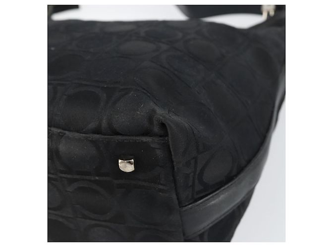 Borsa a Spalla Gancini in Nylon Nero e Argento di Salvatore Ferragamo Auth bs32062 - vista 15