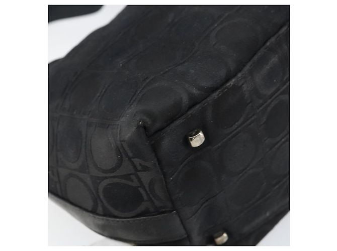 Borsa a Spalla Gancini in Nylon Nero e Argento di Salvatore Ferragamo Auth bs32062 - vista 16