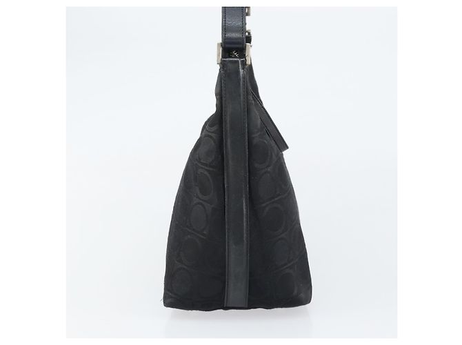 Borsa a Spalla Gancini in Nylon Nero e Argento di Salvatore Ferragamo Auth bs32062 - vista 4