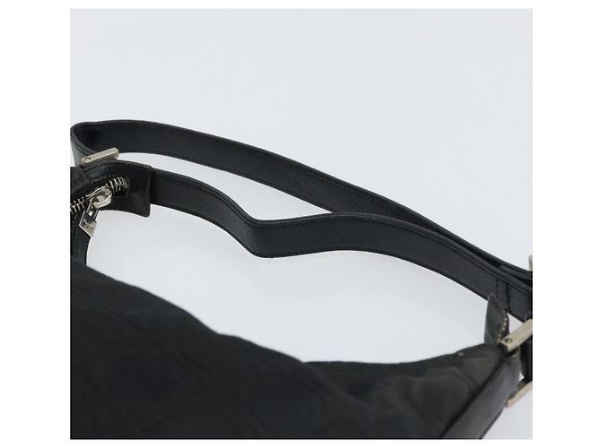 Borsa a Spalla Gancini in Nylon Nero e Argento di Salvatore Ferragamo Auth bs32062 - vista 8
