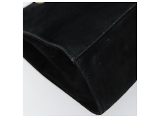 Borsa a Spalla Gancini Chain di Salvatore Ferragamo in Camoscio Nero e Oro Auth 148567 D'oro - vista 14