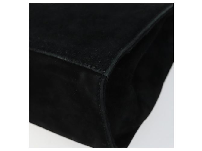 Borsa a Spalla Gancini Chain di Salvatore Ferragamo in Camoscio Nero e Oro Auth 148567 D'oro - vista 15