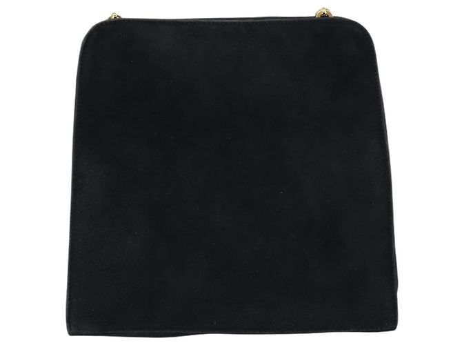 Borsa a Spalla Gancini Chain di Salvatore Ferragamo in Camoscio Nero e Oro Auth 148567 D'oro - vista 2
