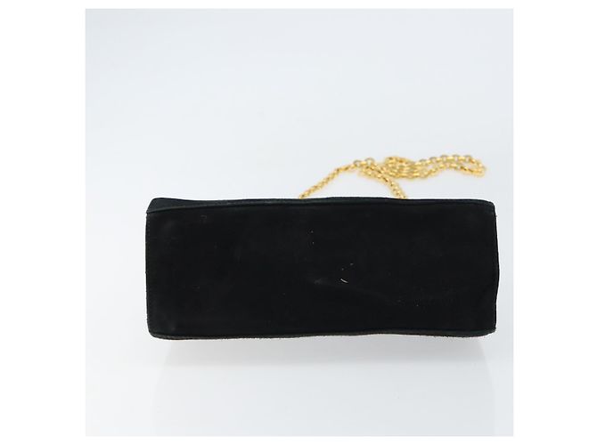 Borsa a Spalla Gancini Chain di Salvatore Ferragamo in Camoscio Nero e Oro Auth 148567 D'oro - vista 5
