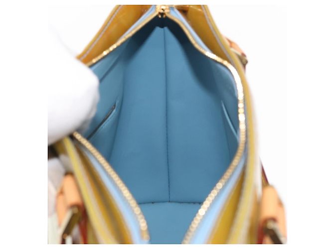 LOUIS VUITTON Handtasche Monogram Vernis Houston Baby Blau M91005 LV Auth 157739 Hellblau - Ansicht 19