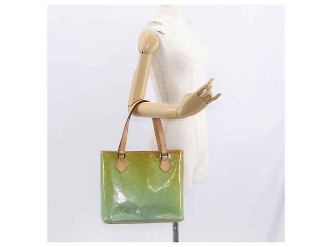 LOUIS VUITTON Handtasche Monogram Vernis Houston Baby Blau M91005 LV Auth 157739 Hellblau - Ansicht 23