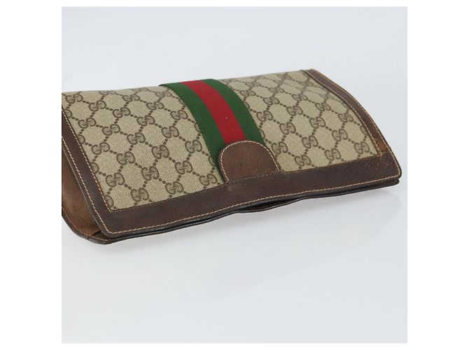 Borsa Gucci GG Supreme Web Sherry Line PVC Beige Rosso 37 014 2125 Auth ar13858 - vista 6