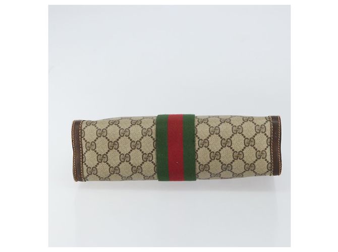 Borsa Gucci GG Supreme Web Sherry Line PVC Beige Rosso 37 014 2125 Auth ar13858 - vista 7