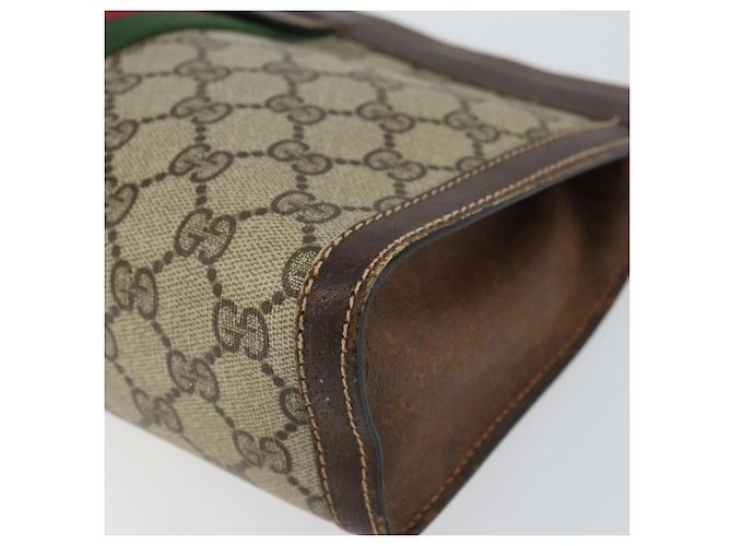 Borsa Gucci GG Supreme Web Sherry Line PVC Beige Rosso 37 014 2125 Auth ar13858 - vista 8