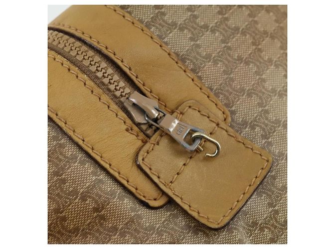 Céline Borsa Boston in tela Macadam CELINE PVC Beige Oro Auth 151574 D'oro - vista 10