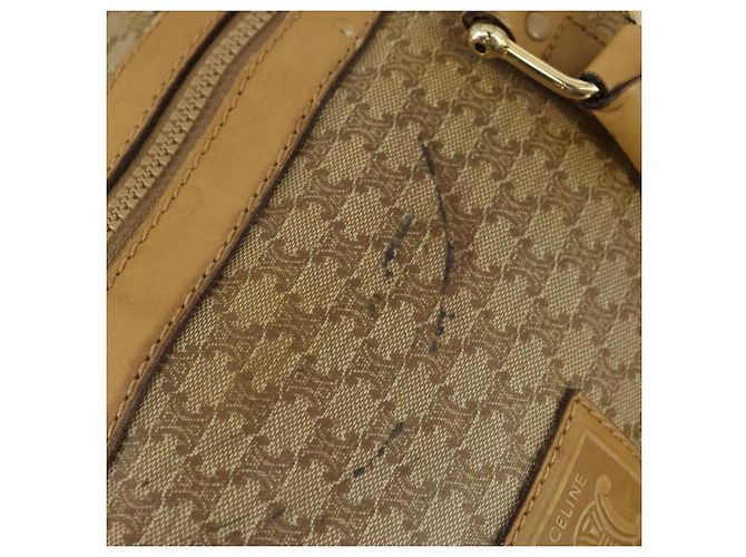 Céline Borsa Boston in tela Macadam CELINE PVC Beige Oro Auth 151574 D'oro - vista 11