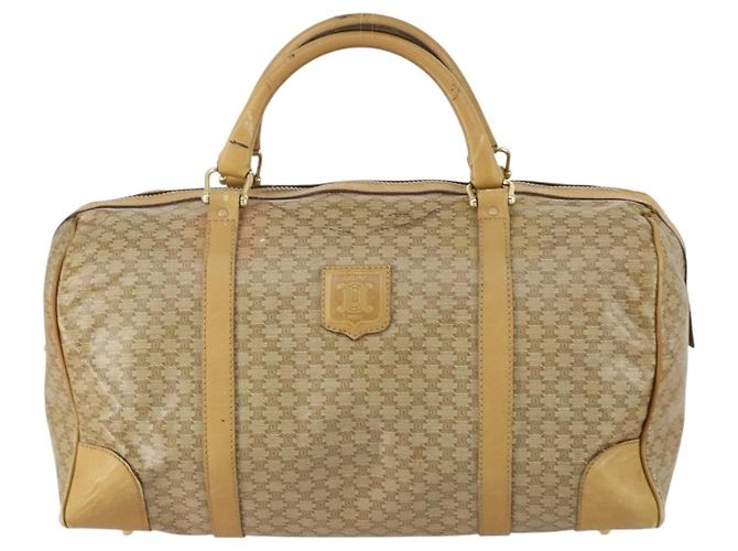 Céline Borsa Boston in tela Macadam CELINE PVC Beige Oro Auth 151574 D'oro - vista 13