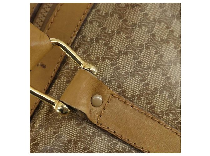 Céline Borsa Boston in tela Macadam CELINE PVC Beige Oro Auth 151574 D'oro - vista 17
