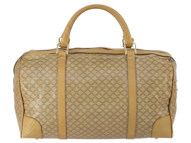 Céline Borsa Boston in tela Macadam CELINE PVC Beige Oro Auth 151574 D'oro - vista 2