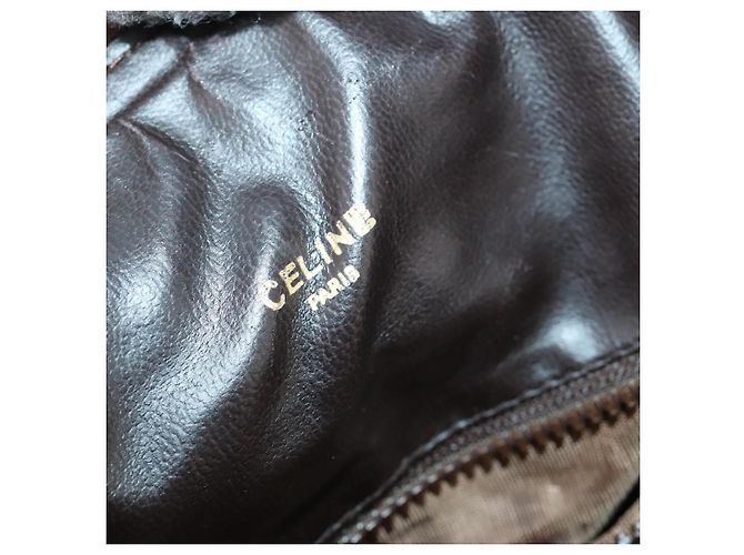 Céline Borsa Boston in tela Macadam CELINE PVC Beige Oro Auth 151574 D'oro - vista 22