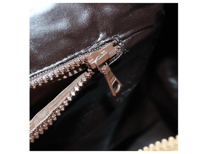 Céline Borsa Boston in tela Macadam CELINE PVC Beige Oro Auth 151574 D'oro - vista 23