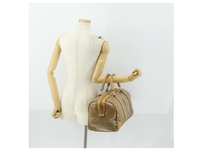 Céline Borsa Boston in tela Macadam CELINE PVC Beige Oro Auth 151574 D'oro - vista 25