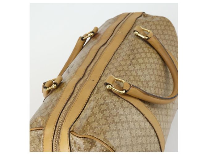 Céline Borsa Boston in tela Macadam CELINE PVC Beige Oro Auth 151574 D'oro - vista 6
