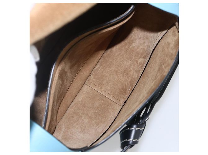 Borsa LOEWE Gate Piccola Borsa a Spalla Pelle Azzurro Chiaro Oro Auth 159318SM D'oro Blu chiaro - vista 10