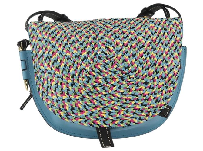 Borsa LOEWE Gate Piccola Borsa a Spalla Pelle Azzurro Chiaro Oro Auth 159318SM D'oro Blu chiaro - vista 13