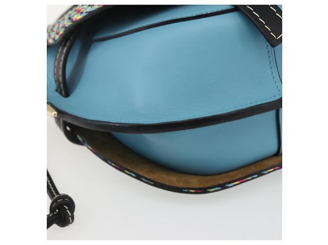 Borsa LOEWE Gate Piccola Borsa a Spalla Pelle Azzurro Chiaro Oro Auth 159318SM D'oro Blu chiaro - vista 14