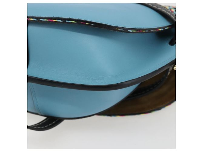 Borsa LOEWE Gate Piccola Borsa a Spalla Pelle Azzurro Chiaro Oro Auth 159318SM D'oro Blu chiaro - vista 15