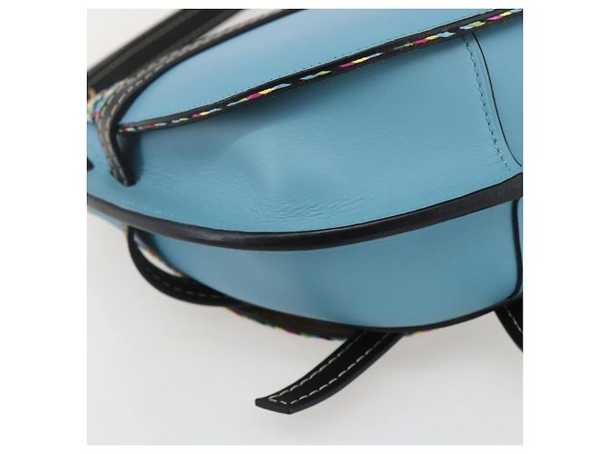 Borsa LOEWE Gate Piccola Borsa a Spalla Pelle Azzurro Chiaro Oro Auth 159318SM D'oro Blu chiaro - vista 16
