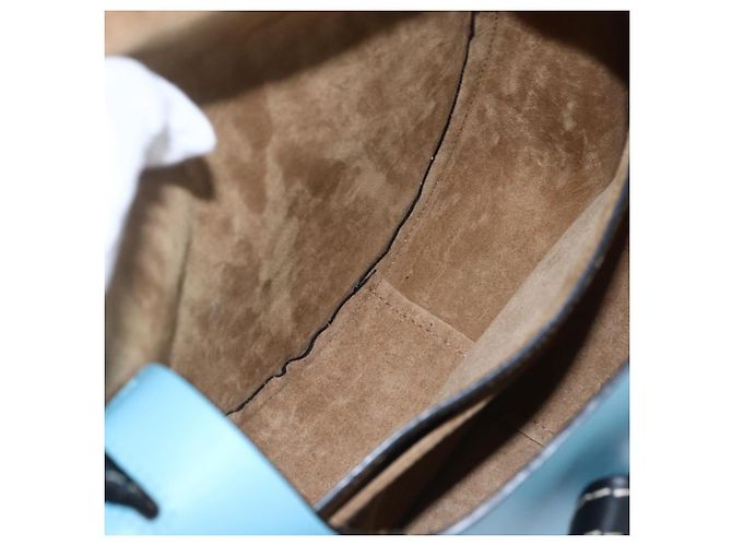 Borsa LOEWE Gate Piccola Borsa a Spalla Pelle Azzurro Chiaro Oro Auth 159318SM D'oro Blu chiaro - vista 21