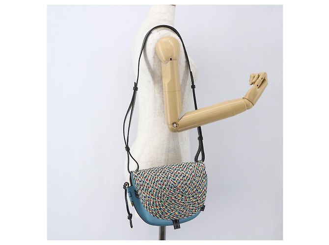 Borsa LOEWE Gate Piccola Borsa a Spalla Pelle Azzurro Chiaro Oro Auth 159318SM D'oro Blu chiaro - vista 23