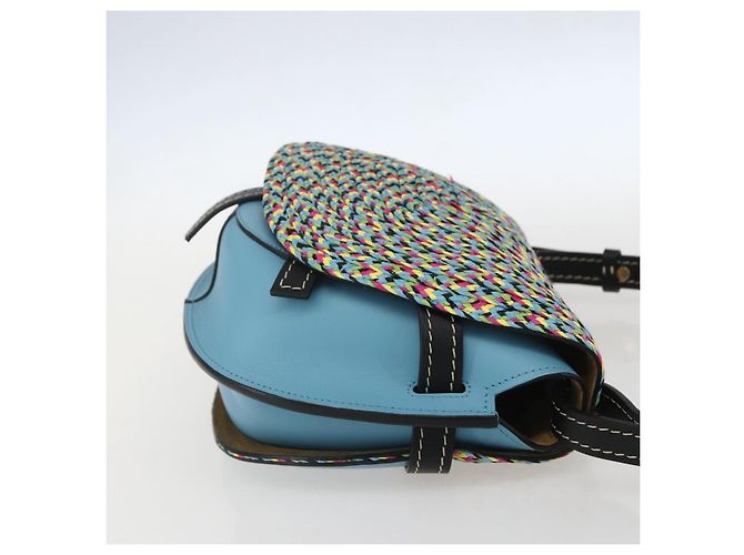 Borsa LOEWE Gate Piccola Borsa a Spalla Pelle Azzurro Chiaro Oro Auth 159318SM D'oro Blu chiaro - vista 4