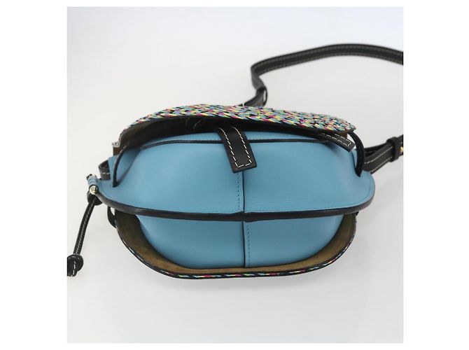 Borsa LOEWE Gate Piccola Borsa a Spalla Pelle Azzurro Chiaro Oro Auth 159318SM D'oro Blu chiaro - vista 5
