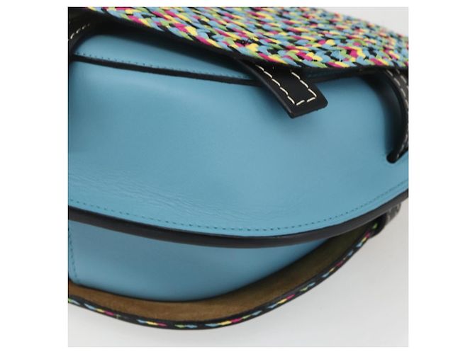 Borsa LOEWE Gate Piccola Borsa a Spalla Pelle Azzurro Chiaro Oro Auth 159318SM D'oro Blu chiaro - vista 9
