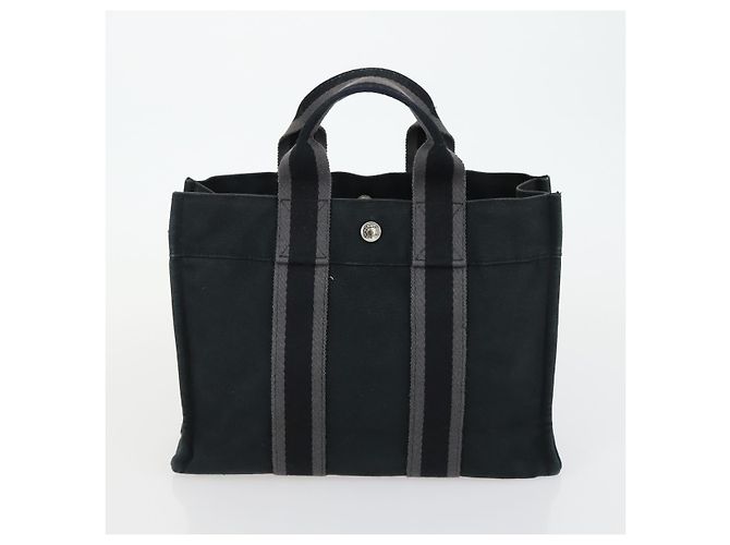 Hermès HERMES Borsa Fourre Tout PM in Tela 2 Set Nera Auth 157076 Nero - vista 10