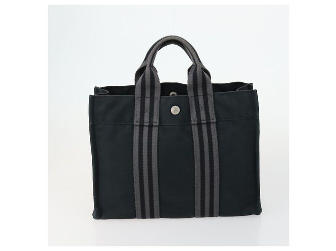 Hermès HERMES Borsa Fourre Tout PM in Tela 2 Set Nera Auth 157076 Nero - vista 2