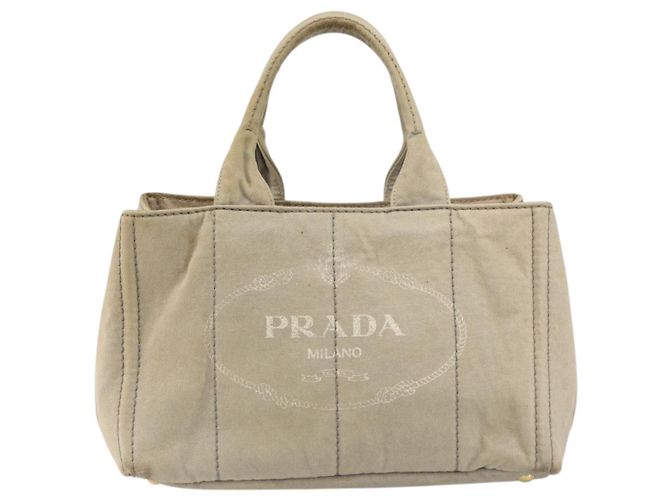 PRADA Borsa Tote Kanapa MM Canvas Beige Oro Auth bs32043 D'oro - vista 13