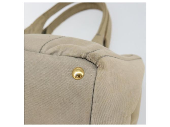 PRADA Borsa Tote Kanapa MM Canvas Beige Oro Auth bs32043 D'oro - vista 14