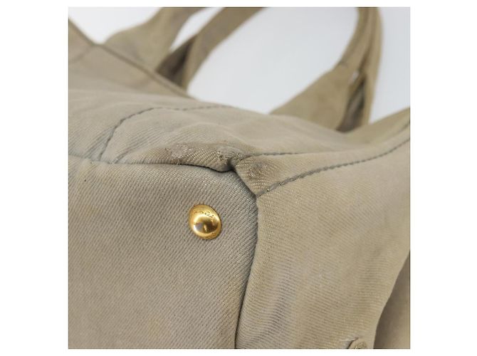 PRADA Borsa Tote Kanapa MM Canvas Beige Oro Auth bs32043 D'oro - vista 15