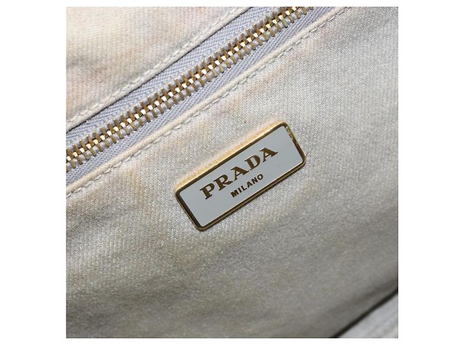 PRADA Borsa Tote Kanapa MM Canvas Beige Oro Auth bs32043 D'oro - vista 18