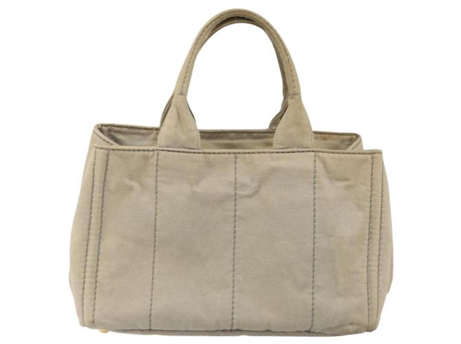 PRADA Borsa Tote Kanapa MM Canvas Beige Oro Auth bs32043 D'oro - vista 2
