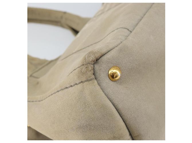 PRADA Borsa Tote Kanapa MM Canvas Beige Oro Auth bs32043 D'oro - vista 9