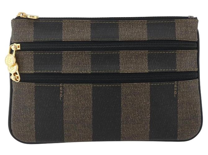 Pequin FENDI Pecan Canvas Tasche PVC Schwarz Braun Auth 157951 - Ansicht 13