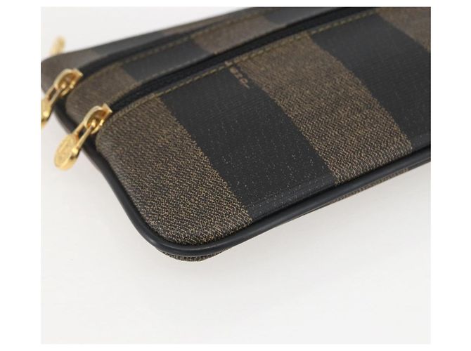 Pequin FENDI Pecan Canvas Tasche PVC Schwarz Braun Auth 157951 - Ansicht 14