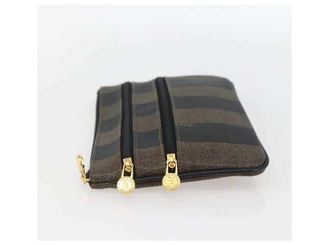 Pequin FENDI Pecan Canvas Tasche PVC Schwarz Braun Auth 157951 - Ansicht 3