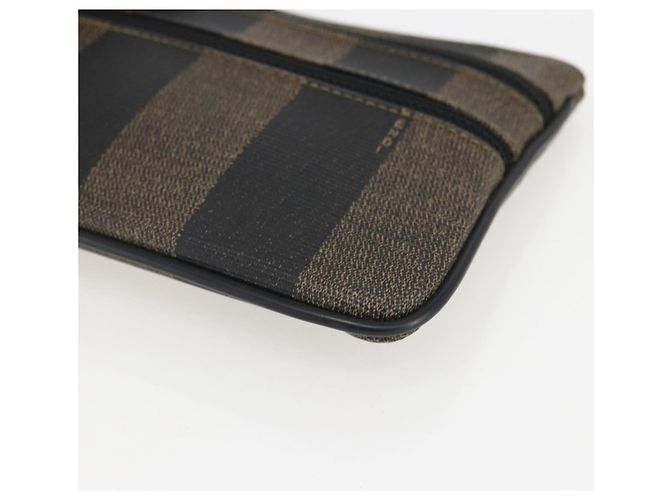 Pequin FENDI Pecan Canvas Tasche PVC Schwarz Braun Auth 157951 - Ansicht 7
